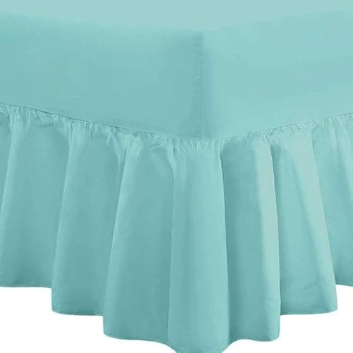 Image of DTEX HOMES Frilled Valance Double Extra Deep Fitted Sheet 40cm Drop Soft Microfiber Stylish Breathable & Durable(DuckEgg-Double)