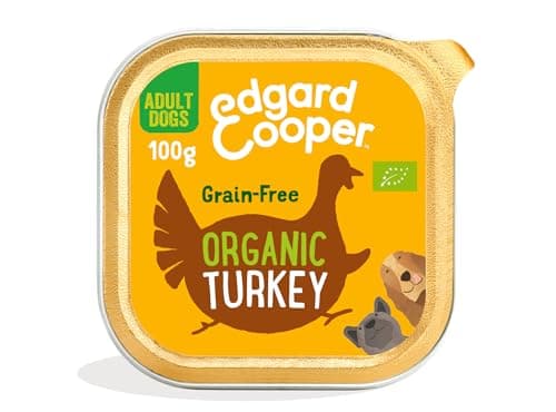 Image of Edgard Cooper Organic Grain-Free Wet Dog Food Trays, Organic Turkey 17 x 100g, Natural Dogs Food in Cup for Adult Dogs, Fresh Meat, High Protein, Hypoallergenic, No Added Sugar