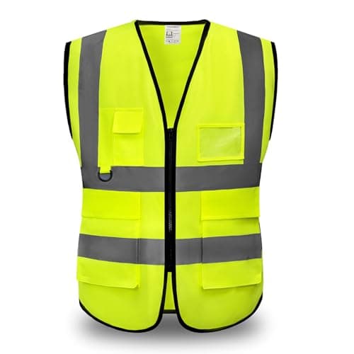 Image of YUANVEST Hi Vis Vests for Men Women 5 Pockets,High Visibility Reflective Safety Security Vest,2-inch Reflective Strip High Visibility Vest,Meets ANSI/ISEA Standards (Yellow, M)