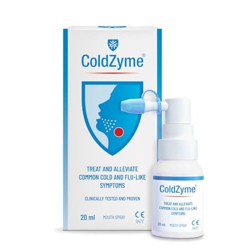 Image of ColdZyme Mouth & Throat Spray – Reduces a Cold by up to 4.5 Days | Deactivates Viruses | Use at First Signs (Scratchy Throat, Runny Nose, Malaise, Headache, Coughing) | Menthol Flavour 20 ml