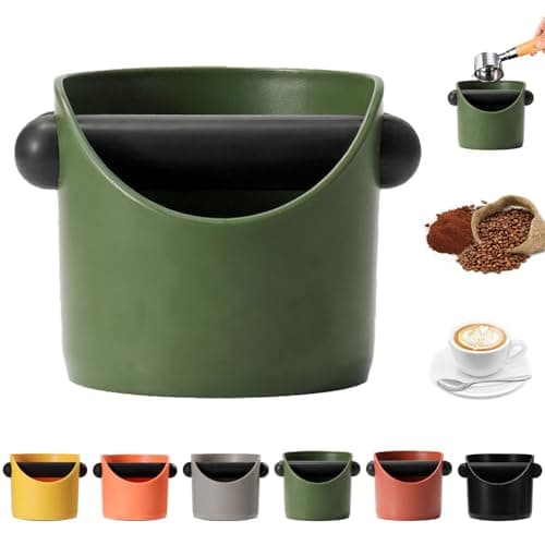 Image of MORAINJAY Small Coffee Knock Box, Army Green Espresso Coffee Grounds Bin with Removable Knock Bar, Container Knock Box with Shock-Absorbent Non-Slip Base,Grind Barista Machine Accessories