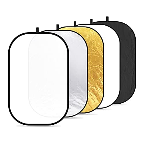 Image of Neewer®, 5-in-1 oval 120 cm x 180 cm professional foldable multi disc light reflector with translucent silver, black, gold, white finish