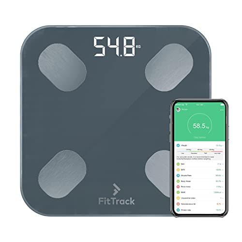 Image of Digital Body Weight Bathroom Scale FitTrack Dara - FDA Approved Body Fat Scale - BMI Digital Smart Scale & Body Composition Analyzer Monitor - Most Accurate Bluetooth Glass Weighing Scale (Black)