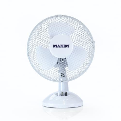 Image of Maxim: White Desk Fan / 9 Inch Oscillating Portable Fan / 2 Speed Adjustable Angle Fan / M9DESKFAN1PKB