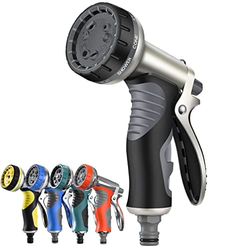 Image of Upgraded Hose Pipe Spray Gun, Heavy Duty Metal Garden Hose Spray Gun,9 Adjustable Patterns Garden Hose Nozzles & Spray Gun, High Pressure Hose Nozzle (Black Gold Color)