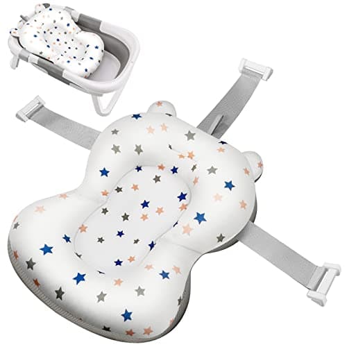 Image of Baby Bath Cushion, Bathtub Pad & Mat Pillow for Newborns to 12 Months - Anti-Slip Support Seat Pads, Shower & Tub Accessories