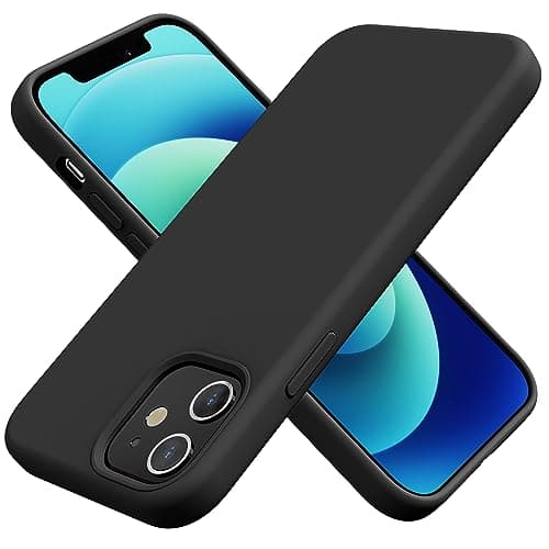 Image of TAXXOE Silicone Case Compatible with iPhone 12 Case/12 pro case Soft Ultra Slim Protective Shockproof Liquid Silicone Phone Case,Anti-Scratch Microfiber Lining, 6.1" Black