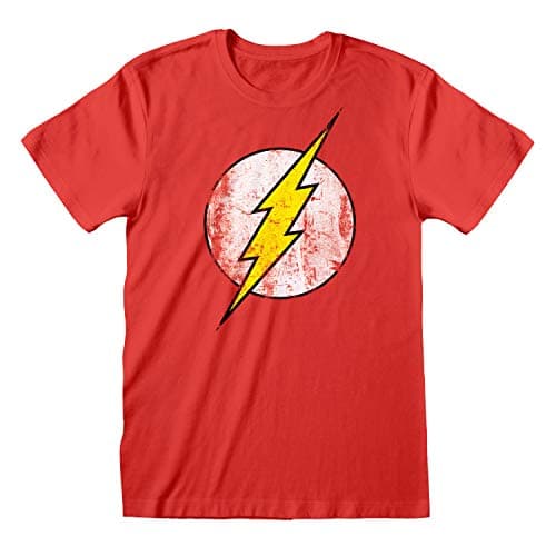 Image of DC Comics The Flash Distressed Logo T-Shirt, Adults, S-4XL, Red, Official Merchandise L