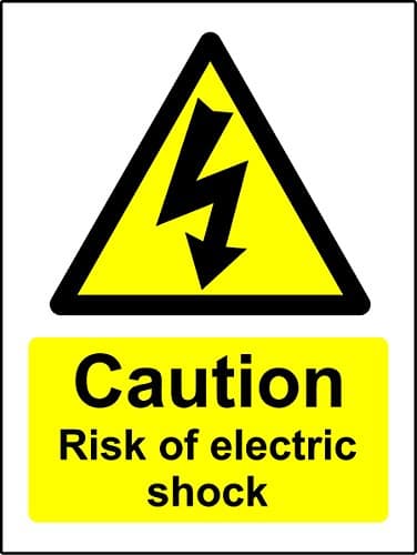 Image of Caution Risk of Electric Shock Safety Sign - 1.2mm Rigid Plastic 300mm x 200mm
