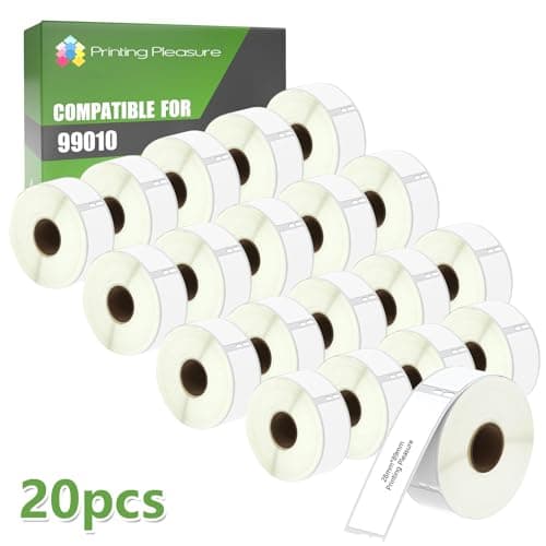 Image of Printing Pleasure 20x 99010 Labels Rolls Compatible with Dymo LabelWriter & Seiko Label Printers | 28mm x 89mm | 130 Labels per Roll