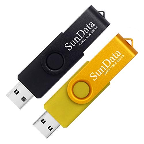 Image of SunData 16GB Memory Stick 2 Pack USB 2.0 Flash Drive Swivel Design Thumb Drives USB Stick Pen Drive for Data Storage with LED Light (2 Colors: Black Gold)