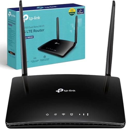 Image of TP-Link AC750 Dual Band 4G LTE Router, SIM Slot Unlocked, WAN/LAN port, Removable Wi-Fi Antennas, Compatible with FDD-LTE and TDD-LTE, No Configuration Required, UK Plug, Black (Archer MR200)