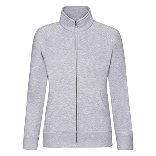 Image of Fruit of the Loom Ladies/Womens Lady-Fit Fleece Sweatshirt Jacket (XL) (Heather Grey)