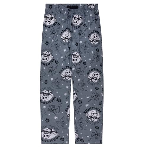 Image of Disney Nightmare Before Christmas 100% Cotton Mens Lounge Trousers All Over Print Pyjama Bottoms, Nightmare, L, Grey