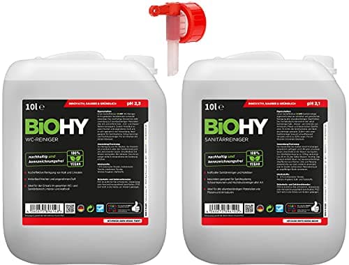 Image of BIOHY Sanitary & Toilet Cleaner Set 10 Litre Canister Eco Urine Stone Remover Extra Strong Toilet Cleaner Concentrate Thick Cleaning Gel Hygienic & Fresh Fragrance Professional Organic Cleaner