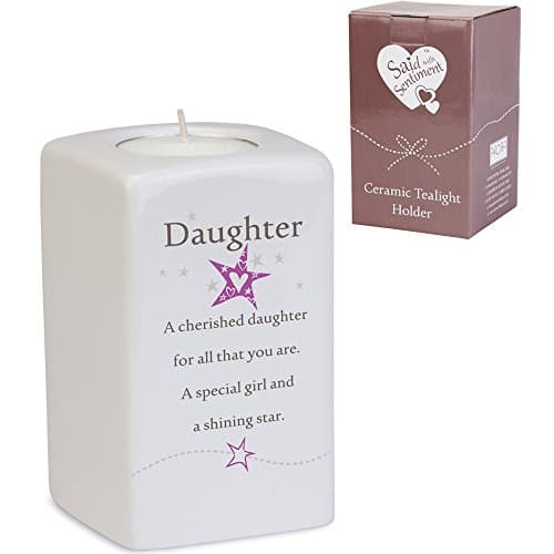 Image of Said with sentiment 7207 Square Ceramic Tea Light Daughter