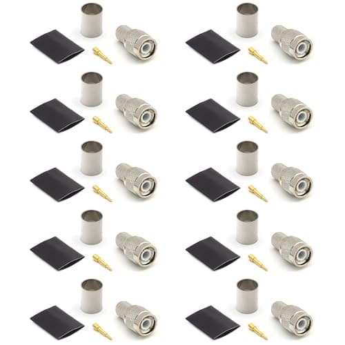 Image of RANGEFUL TNC Male Crimp Type Connector for LMR400 Belden 9913 RG8, Nickel Plated With Gold Plated Pin (Pack of 10)