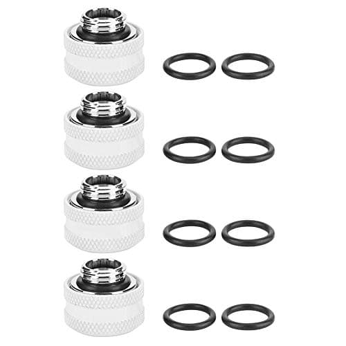 Image of Kafuty Water Cooling Compression Fitting, PC Water Cooling Brass Tube Fitting Suitable for 16mm Outer Diameter Rigid Tube(4pcs white)