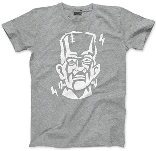Image of HotScamp Halloween Monster Frankenstein - Mens Unisex T-Shirt - Horror Rockabilly 1950's B-Movie Car Club Monsters Frankenstein Halloween L Grey
