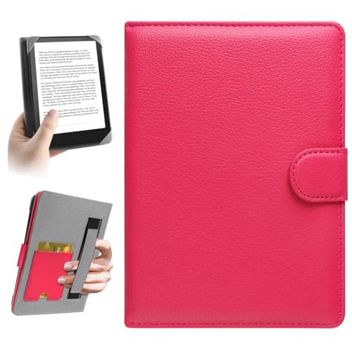 Image of HoYiXi Universal Case for 6-6.8 inch E-Book Reader Compatible with 6.8" Kindle Paperwhite/6" All-new Kindle 2022&2019/Kobo Clara HD/Kobo Clara 2E,6" EReader Protective cover Built-in pocket,Rose