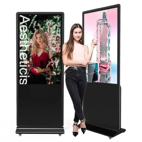 Image of YCKJNB 55" Digital Signage Display, Freestanding Advertising Player with 4 Wheels, 450 Nits 4K LCD Commercial Digital Kiosk Poster, WiFi/HDMI/USB, Android OS, Ideal for Retail Restaurants & Malls