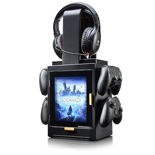Image of Numskull Official Hogwarts Legacy LED Light Gaming Locker, Controller Holder & Headset Stand for PS4/PS5 & Xbox Series X|S - Multiple LED Lighting Settings - Official Harry Potter Merchandise