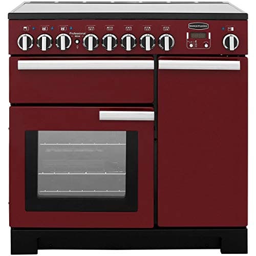 Image of Rangemaster PDL90EICY/C Professional Deluxe Cranberry with Chrome Trim 90cm Electric Induction Range Cooker