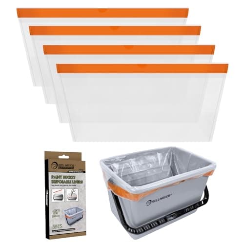 Image of ROLLINGDOG 12 Inch Paint Bucket Liners - 5 Pack for Bucket Drawstring Closure Easy Cleanup Heavy Duty LDPE Material