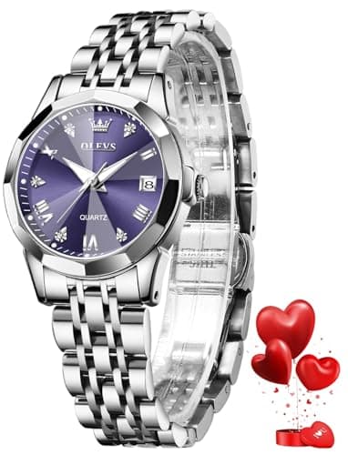 Image of OLEVS Womens Watch Fashion Dress Diamond Roman Numerals Ladies Gold Analog Quartz Stainless Steel Waterproof Luminous Date Female Watch