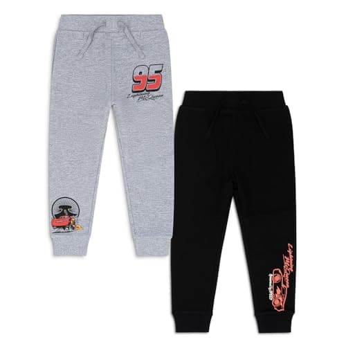 Image of Disney Cars Boys 2 Pack Joggers – 100% Cotton Lightning McQueen Tracksuit Bottoms with Elasticated Waist – Kids Sweatpants Ages 18-24 Months to 6-7 Years (UK, Age, 2 Years, 3 Years) Multicoloured