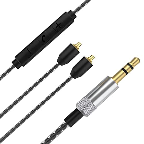 Image of MMCX Replacement Cable SE535 Earbuds,3.5mm Wired Headphone Extension Cable with Remote Volume Control Compatible with Shure SE215 SE315 SE425 SE535 SE846 UE900 Earphone Cord (Black)