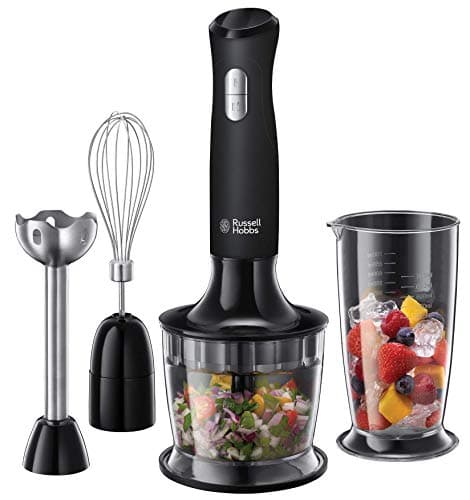 Image of Russell Hobbs Desire 3 in 1 Electric Hand Blender, Fruit & Veg Mini Chopper & Whisk attachment, Stainless steel blending leg, whisk & blades, 500ml capacity chopping bowl & 700ml beaker, 500W, 24702