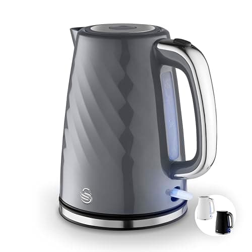 Image of Swan SK14611GRY Windsor Rapid Boil Kettle with Removable Limescale Filter, Boil Dry Protection and Hidden Cord Storage, 1.7L, 3KW, Grey