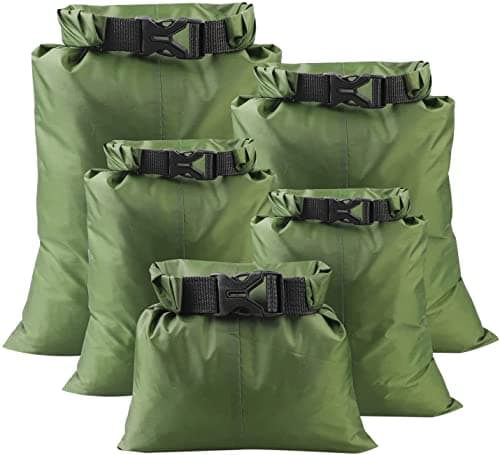 Image of kuou 5Pcs Waterproof Dry Bags, Dry Sack Waterproof Bag Lightweight Snorkeling Drifting Bag 1.5L+2.5L+3.5L+4.5L+ 6L for Canoeing Boating Camping Swimming Travel Backpacking(Green)