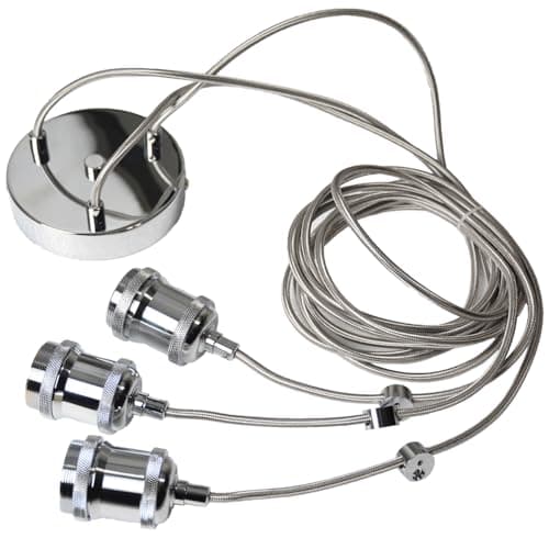 Image of Multi Light Modern Retro Industrial Style Vintage Pendant Light Fitting for Kitchen Island Living Room Dining Room - 5 Lights Chrome Spider Pendant Light with E27 Lamp Holder and 200cm Cable