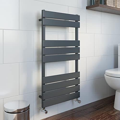 Image of DuraTherm® 950 x 500mm Flat Panel Heated Towel Rail Radiator Modern Central Heating Bathroom Warmer Wall Mounted Ladder Rad, Anthracite