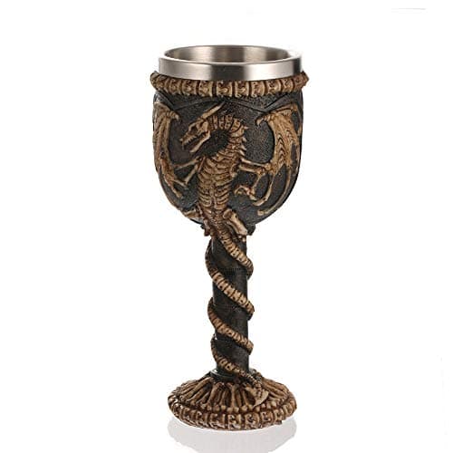 Image of VOANZO Medieval Flying Dragon Skeleton Fossil Ossuary Goblet Wine Chalice Dungeons And Dragons Skeletal Spine Bones Halloween Party Decorative Accent