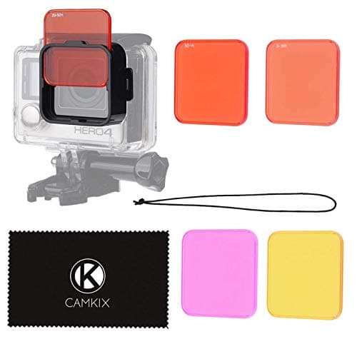 Image of CamKix Diving Lens Filter Kit compatible with GoPro HERO 4 Black, Silver HERO+ HERO+, HERO and 3+ - fits Standard Waterproof Housing - Enhances Colors for Various Underwater Video