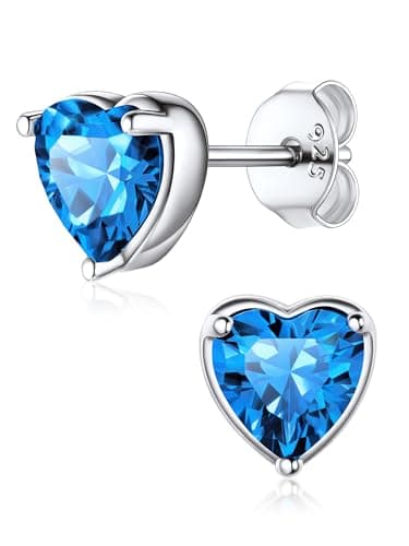 Image of ChicSilver December Birthstone Earring Jewelry For Women Birthday 925 Sterling Silver CZ Heart Stud Earrings