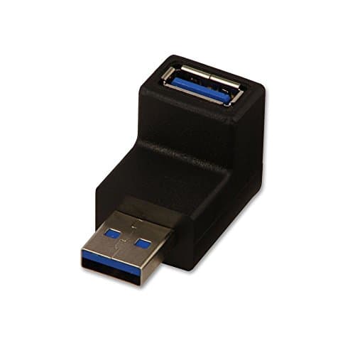 Image of LINDY USB 3.2 90 Degree Down Type A Male to A Female Right Angle Adapter