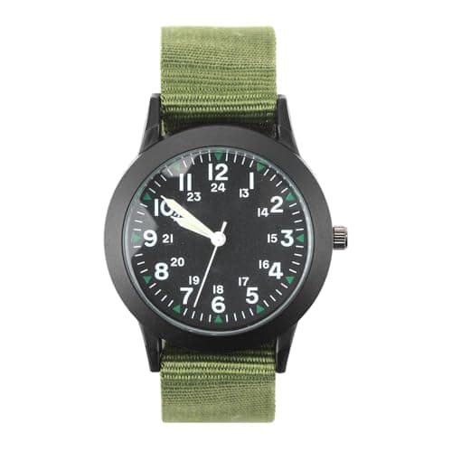Image of Military Analogue Quartz Watch 34mm Field Wristwatches with Nylon Strap Valentine's Day for Men Women Japanese Movement Tactical Sports Watch Glow in the Dark for Outdoor Activities Not Waterproof