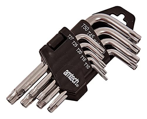 Image of Amtech 9pc L-Type Torx Key Set (T10 T50), Chrome Vanadium Steel with Satin Finish & Storage Holder for Automotive, Furniture & Maintenance Work