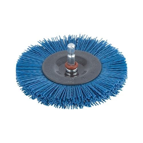 Image of wolfcraft Nylon Wire Wheel Brush, Soft, Ø 100 mm I 2727000 I For cleaning and more gentle polishing of wood and sheet metal