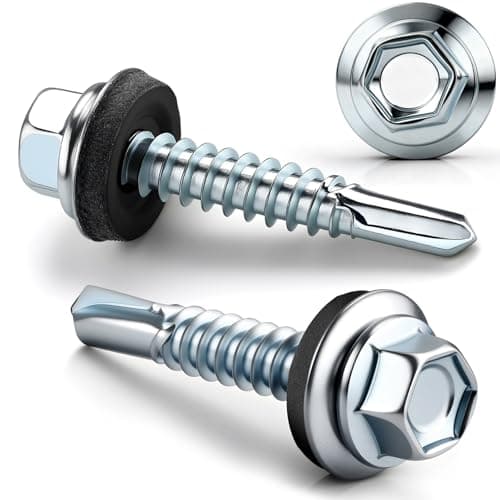 Image of Roofing Screws 110 Pcs Self-tapping Screws with Sealing Washers 4.8x19mm Corrugated Roof Fixings with Rubber Washers Silver msymsyu Hex Head Tech Screw for Metal for Securing Metal Structures
