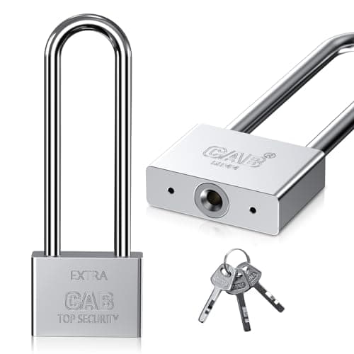 Image of Heavy Duty Lengthened Padlock with 3 Keys, 60mm/6.5 Inch Long Shackle, Waterproof Outdoor Padlock for Warehouses, Container Doors, Garage, Shed Gates, Bicycle