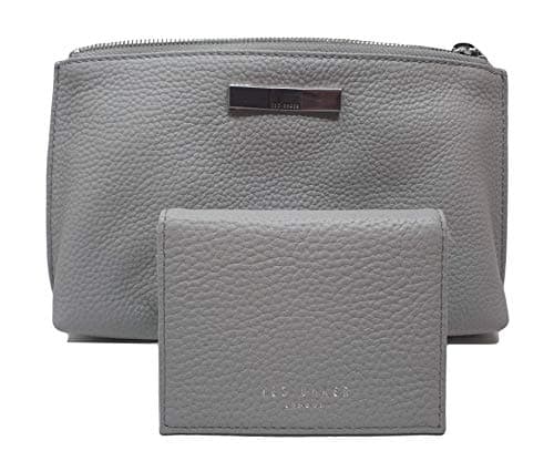 Image of Ted Baker Stells Washbag and Card Holder in Grey Leather