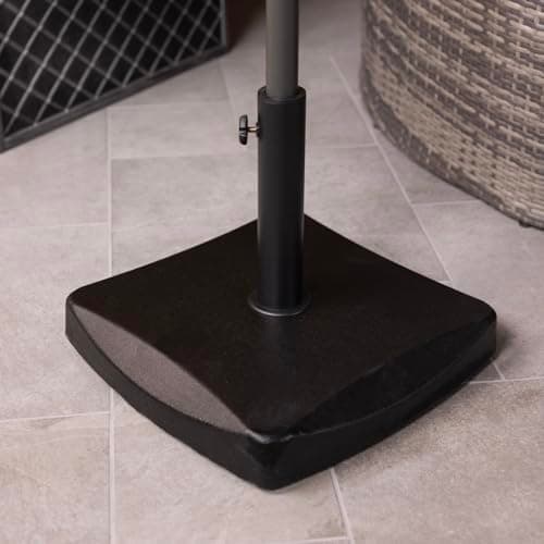 Image of Charles Bentley Outdoor, Garden, Patio Heavy Weight, 26.5Kg, Concrete, Parasol Base Umbrella Stand, Square Shape, With Adjustable Pole, For Flat Surfaces, Made Of Polycrete In Black (34.5x48cm)