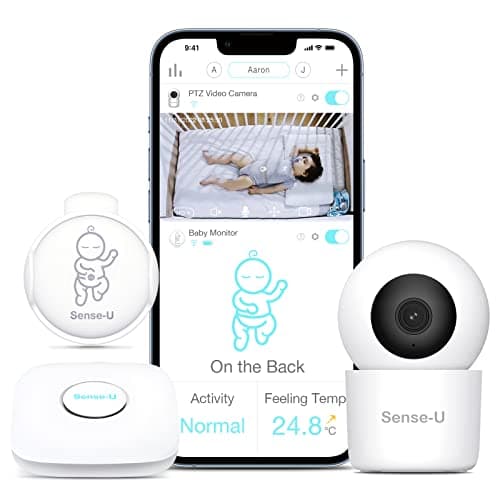 Image of Sense-U Smart Baby Monitor 3+ Crystal Clear 2K Remote PTZ Camera, Tracks Your Baby's Sleep Position, Rollover, Feeling Temperature Sensors | Night Vision, 2-Way Talk, Motion Detection & Free App(Lite)