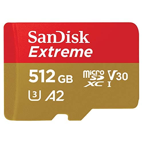 Image of SanDisk Extreme microSD UHS I 512GB card for 4K video on smartphones, sports cameras and drones 190MB/s readout, 130MB/s write, SDSQXAV 512G GN6MN, red/gold