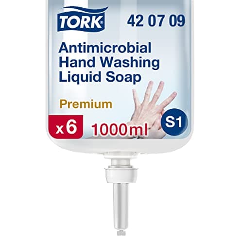 Image of Tork Antimicrobial Liquid Soap for Hand Decontamination S1, Dermatologically Tested, 6 × 1000 ml, 420709